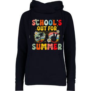 Retro Groovy SchoolS Out For Summer Graduation Teacher Womens Funnel Neck Pullover Hood