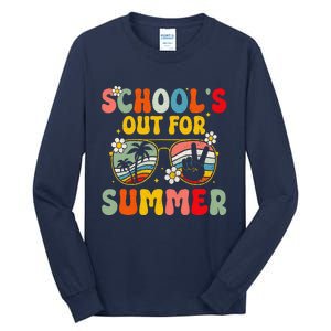 Retro Groovy SchoolS Out For Summer Graduation Teacher Tall Long Sleeve T-Shirt