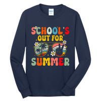 Retro Groovy SchoolS Out For Summer Graduation Teacher Tall Long Sleeve T-Shirt