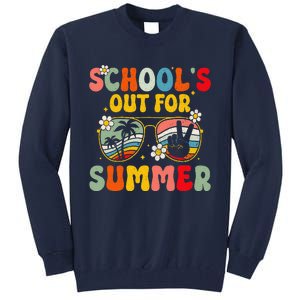 Retro Groovy SchoolS Out For Summer Graduation Teacher Tall Sweatshirt