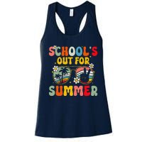 Retro Groovy SchoolS Out For Summer Graduation Teacher Women's Racerback Tank