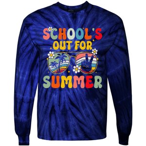 Retro Groovy SchoolS Out For Summer Graduation Teacher Tie-Dye Long Sleeve Shirt