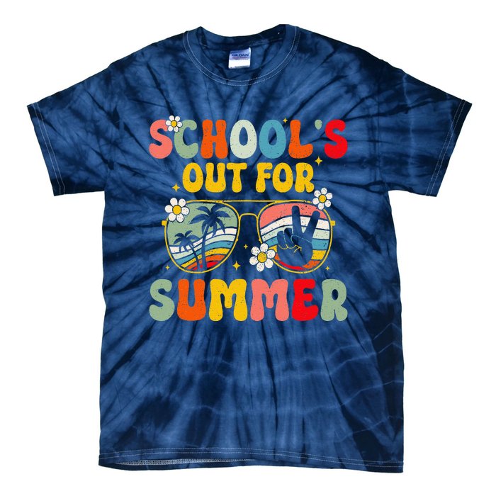 Retro Groovy SchoolS Out For Summer Graduation Teacher Tie-Dye T-Shirt