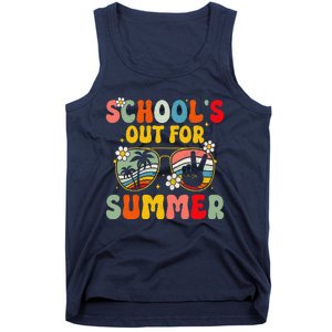 Retro Groovy SchoolS Out For Summer Graduation Teacher Tank Top