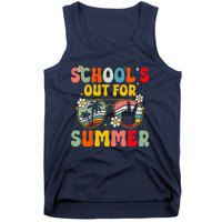 Retro Groovy SchoolS Out For Summer Graduation Teacher Tank Top