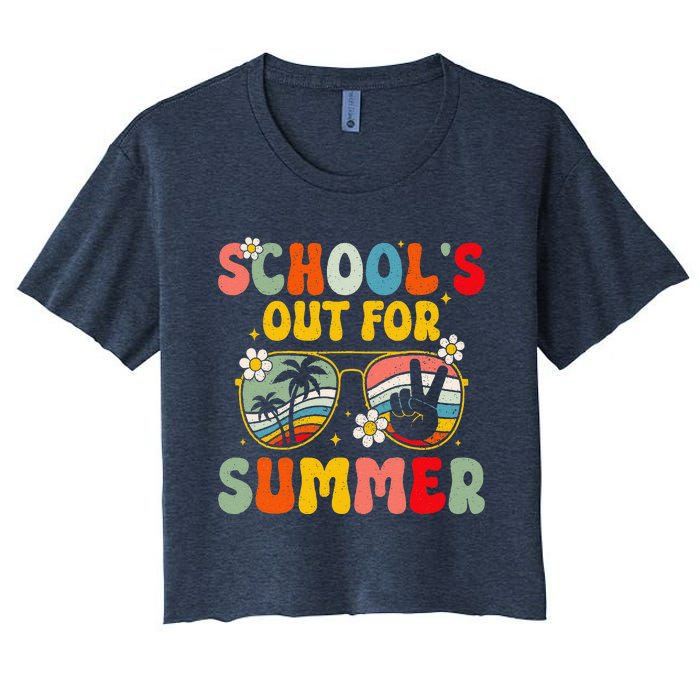 Retro Groovy SchoolS Out For Summer Graduation Teacher Women's Crop Top Tee