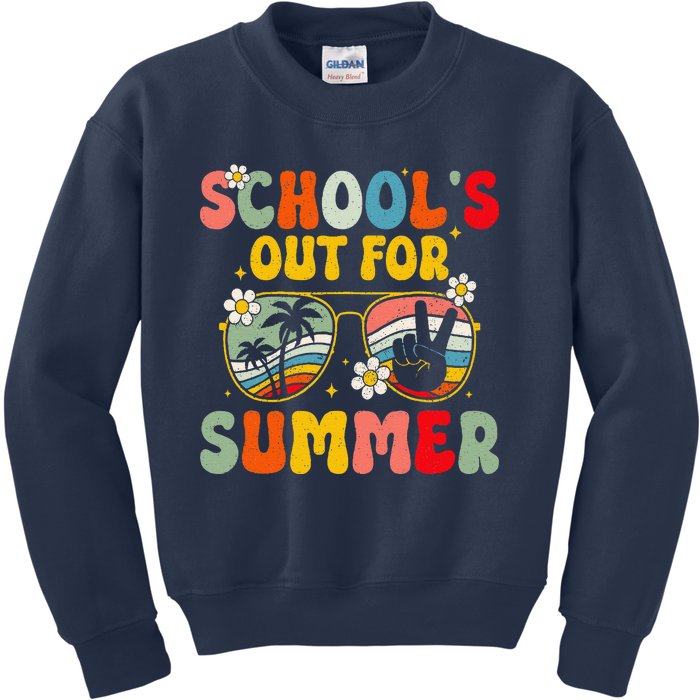 Retro Groovy SchoolS Out For Summer Graduation Teacher Kids Sweatshirt