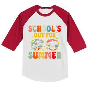 Retro Groovy SchoolS Out For Summer Graduation Teacher Kids Colorblock Raglan Jersey