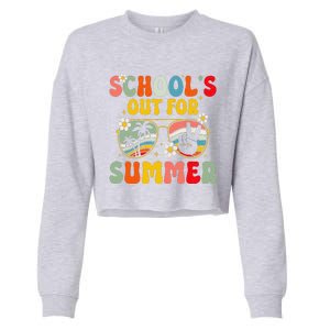 Retro Groovy SchoolS Out For Summer Graduation Teacher Cropped Pullover Crew