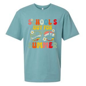 Retro Groovy SchoolS Out For Summer Graduation Teacher Sueded Cloud Jersey T-Shirt