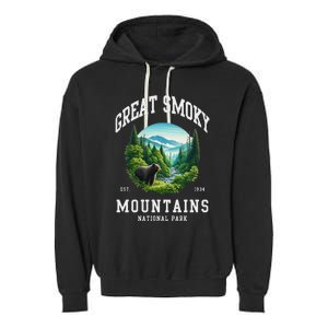 Retro Great Smoky Mountains National Park Women Hiking Garment-Dyed Fleece Hoodie