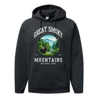 Retro Great Smoky Mountains National Park Women Hiking Performance Fleece Hoodie