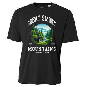 Retro Great Smoky Mountains National Park Women Hiking Cooling Performance Crew T-Shirt