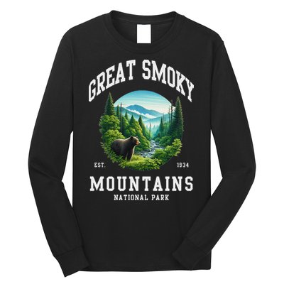 Retro Great Smoky Mountains National Park Women Hiking Long Sleeve Shirt
