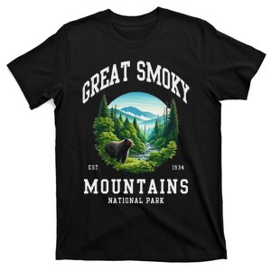 Retro Great Smoky Mountains National Park Women Hiking T-Shirt