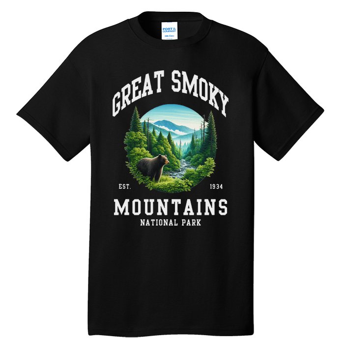 Retro Great Smoky Mountains National Park Women Hiking Tall T-Shirt