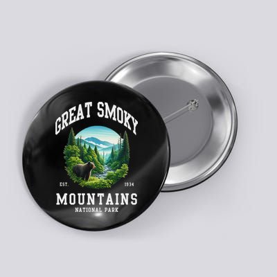 Retro Great Smoky Mountains National Park Women Hiking Button