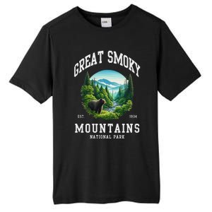 Retro Great Smoky Mountains National Park Women Hiking Tall Fusion ChromaSoft Performance T-Shirt