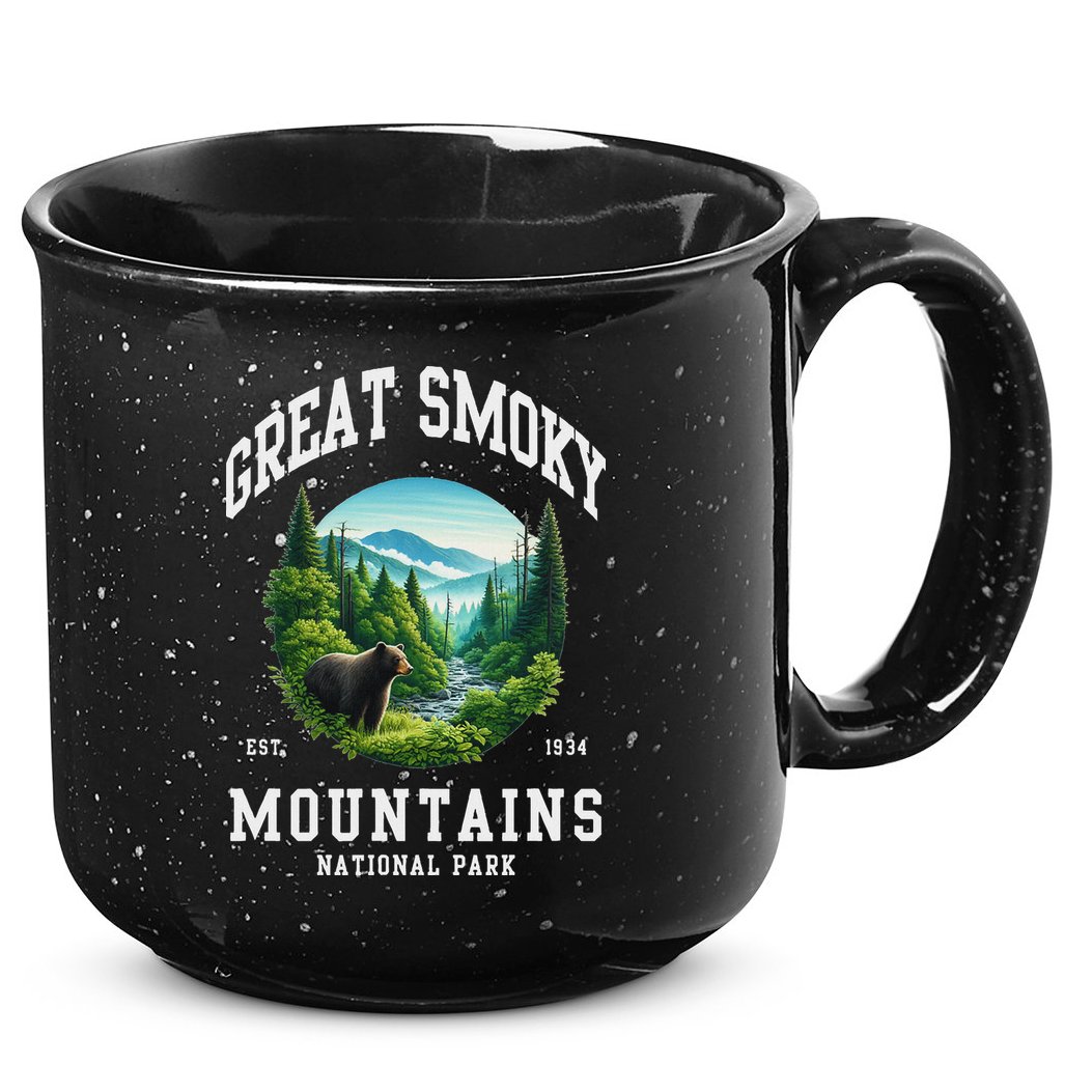 Retro Great Smoky Mountains National Park Women Hiking 15oz Campfire Ceramic Mug