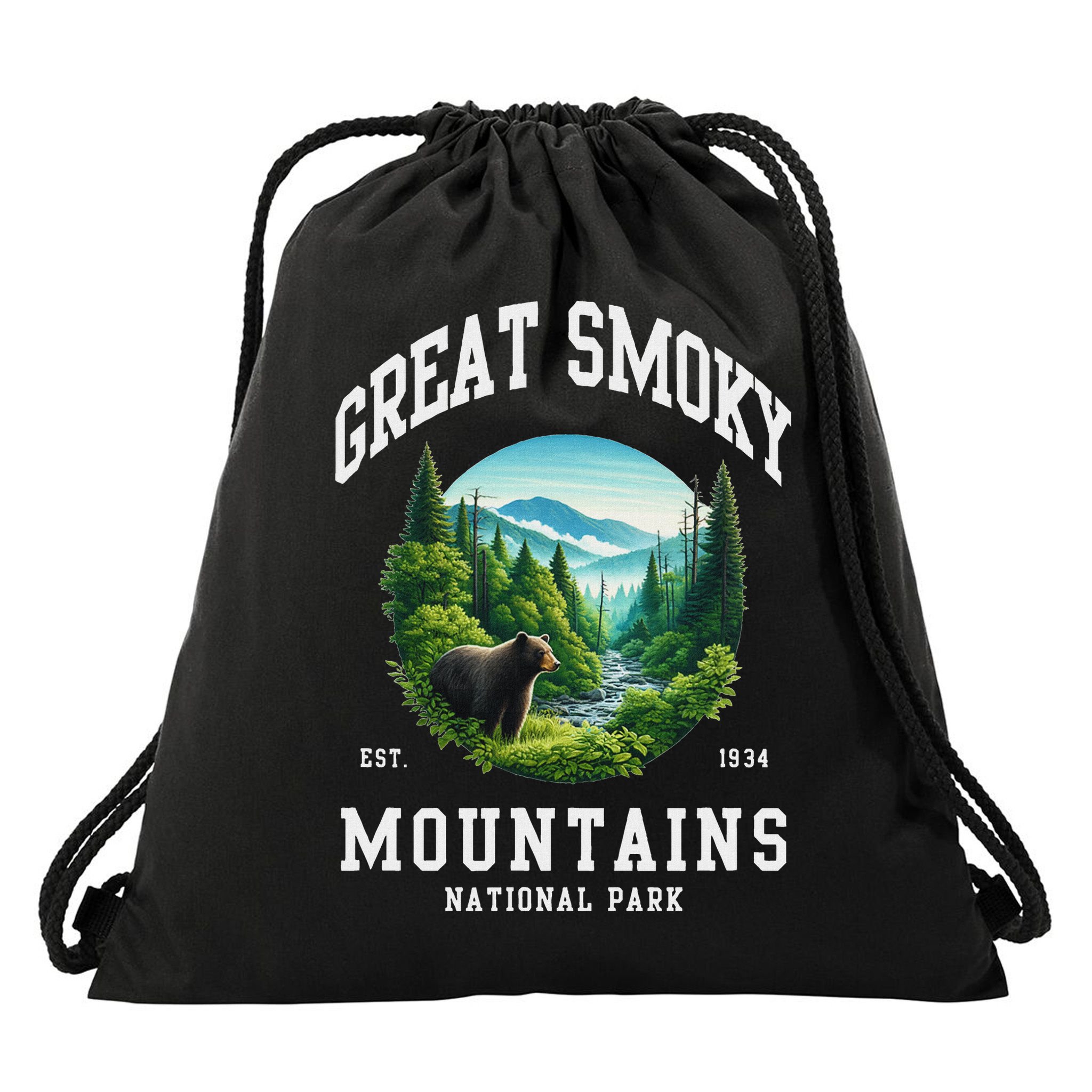 Retro Great Smoky Mountains National Park Women Hiking Drawstring Bag