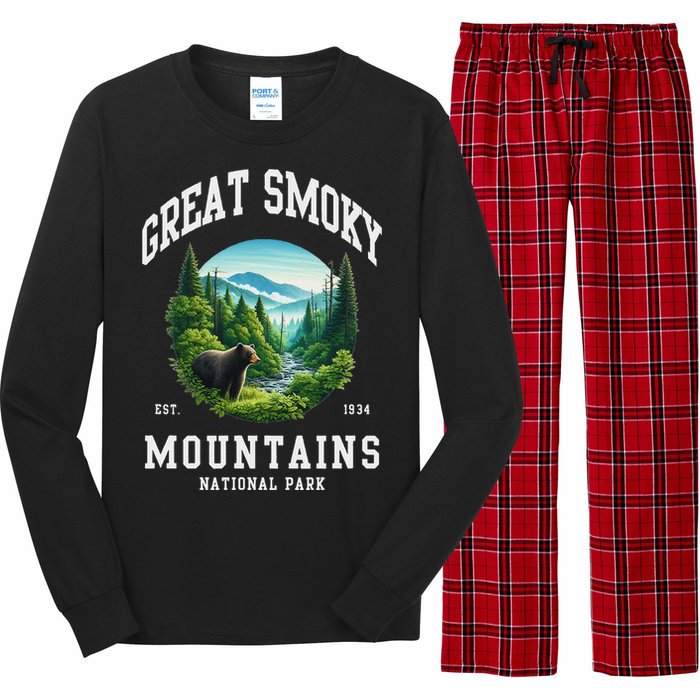 Retro Great Smoky Mountains National Park Women Hiking Long Sleeve Pajama Set