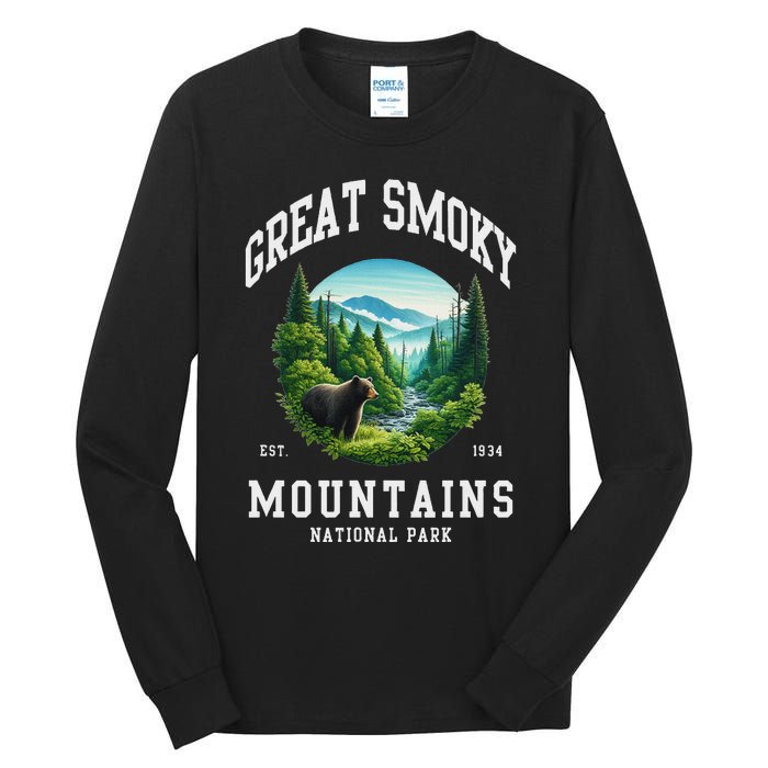 Retro Great Smoky Mountains National Park Women Hiking Tall Long Sleeve T-Shirt