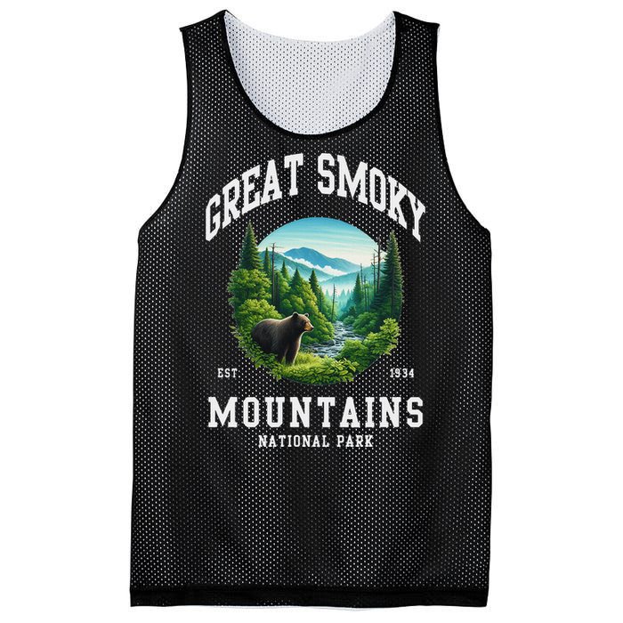 Retro Great Smoky Mountains National Park Women Hiking Mesh Reversible Basketball Jersey Tank