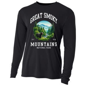 Retro Great Smoky Mountains National Park Women Hiking Cooling Performance Long Sleeve Crew