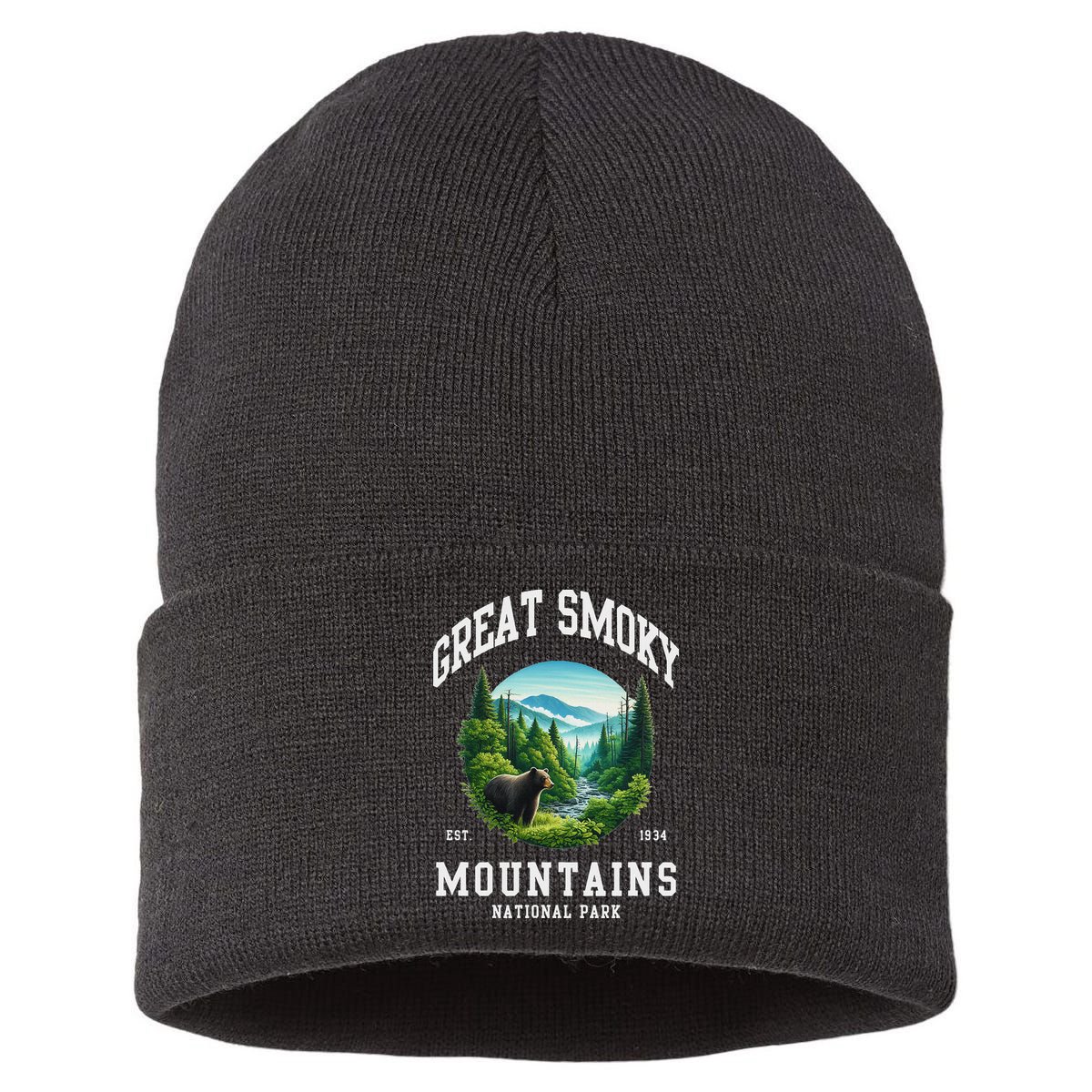 Retro Great Smoky Mountains National Park Women Hiking Sustainable Knit Beanie