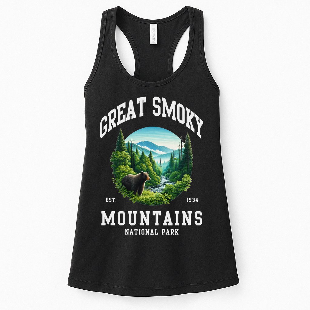 Retro Great Smoky Mountains National Park Women Hiking Womens Tank Top