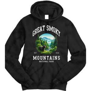 Retro Great Smoky Mountains National Park Women Hiking Tie Dye Hoodie