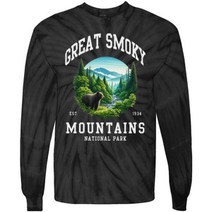 Retro Great Smoky Mountains National Park Women Hiking Tie-Dye Long Sleeve Shirt