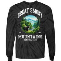 Retro Great Smoky Mountains National Park Women Hiking Tie-Dye Long Sleeve Shirt