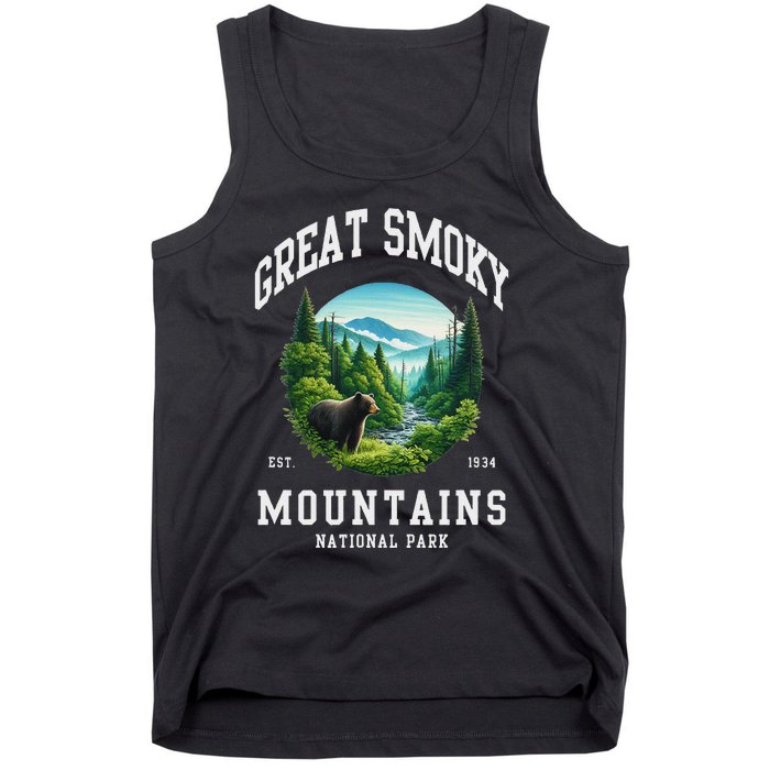 Retro Great Smoky Mountains National Park Women Hiking Tank Top