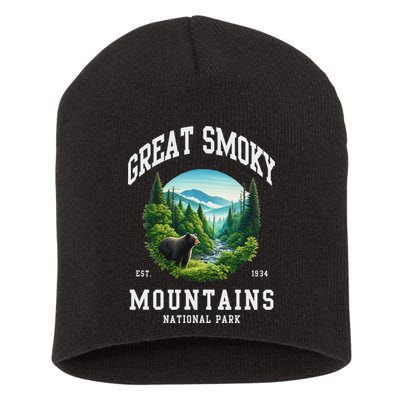 Retro Great Smoky Mountains National Park Women Hiking Short Acrylic Beanie