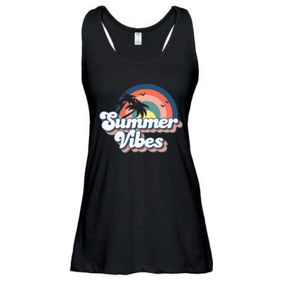 Retro Groovy Summer Vibes Summer Vacation Ladies Essential Flowy Tank