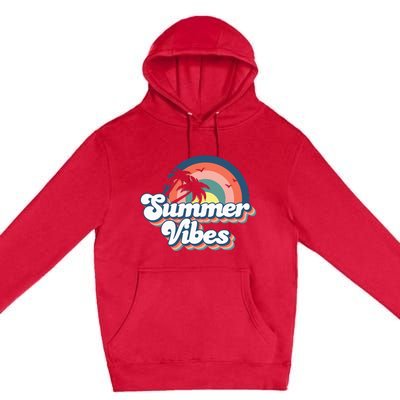 Retro Groovy Summer Vibes Summer Vacation Premium Pullover Hoodie