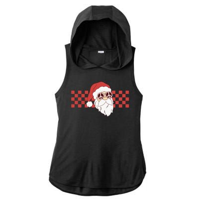 Retro Groovy Santa Claus Christmas Ladies PosiCharge Tri-Blend Wicking Draft Hoodie Tank