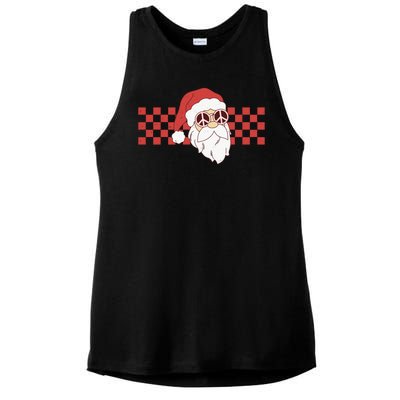 Retro Groovy Santa Claus Christmas Ladies PosiCharge Tri-Blend Wicking Tank