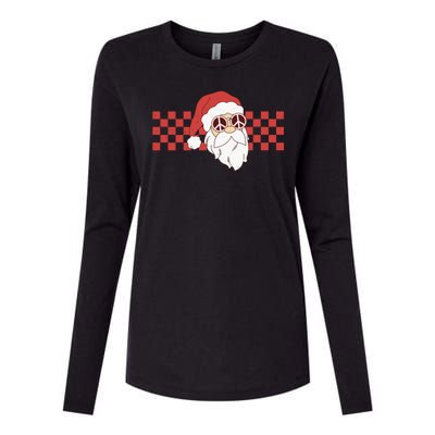 Retro Groovy Santa Claus Christmas Womens Cotton Relaxed Long Sleeve T-Shirt