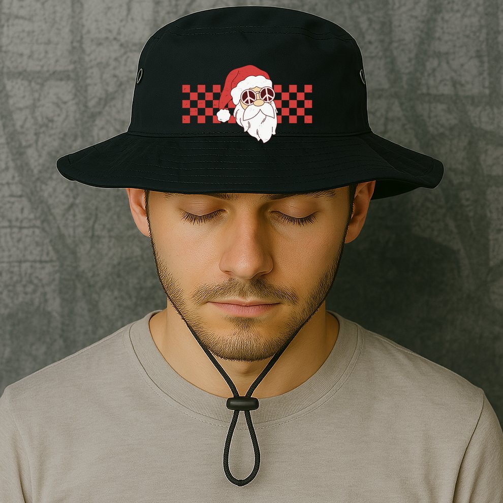Retro Groovy Santa Claus Christmas Bucket Hat