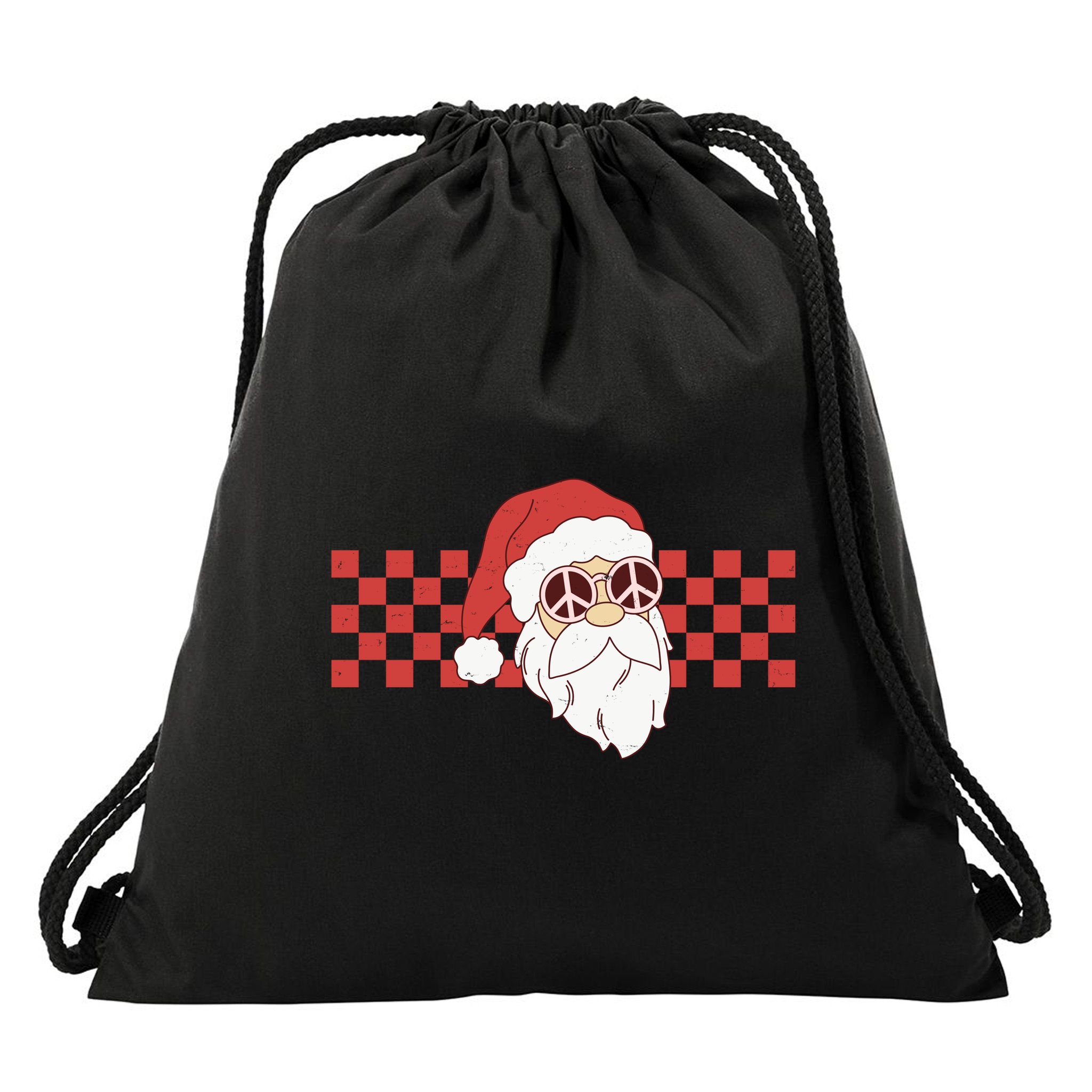 Retro Groovy Santa Claus Christmas Drawstring Bag