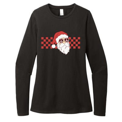 Retro Groovy Santa Claus Christmas Womens CVC Long Sleeve Shirt