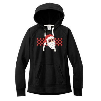 Retro Groovy Santa Claus Christmas Women's Fleece Hoodie