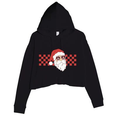 Retro Groovy Santa Claus Christmas Crop Fleece Hoodie