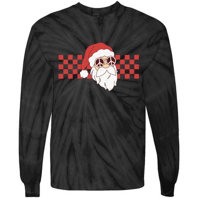 Retro Groovy Santa Claus Christmas Tie-Dye Long Sleeve Shirt