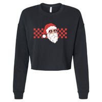 Retro Groovy Santa Claus Christmas Cropped Pullover Crew