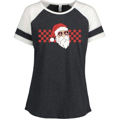 Retro Groovy Santa Claus Christmas Enza Ladies Jersey Colorblock Tee