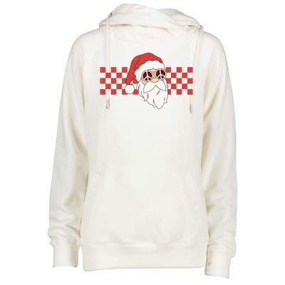 Retro Groovy Santa Claus Christmas Womens Funnel Neck Pullover Hood