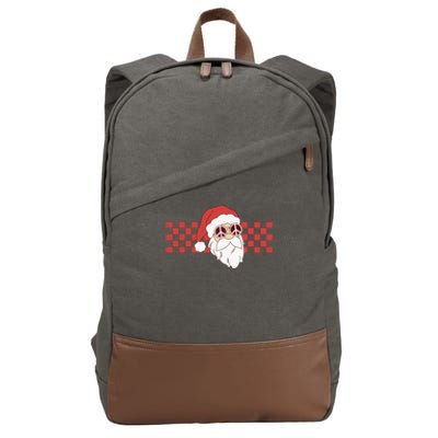 Retro Groovy Santa Claus Christmas Cotton Canvas Backpack